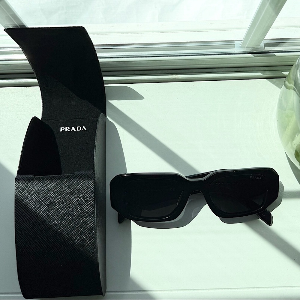 Prada Black Rectangular Sunglasses Bold Design